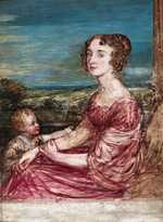 Portrait of 'Mrs. William Wilberforce and Child' (Barbara Ann Wilberforce) by the British artist John Linnell. Dated 1824, watercolour and gouache over graphite