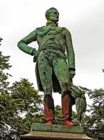 A bronze statue of Wellington by Carlo Marochetti in Woodhouse Moor, Leeds