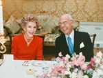Denis Thatcher was a constant source of support to his wife, pictured here with Nancy Reagan.