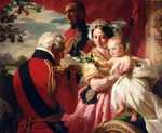 This picture shows the Duke of Wellington offering a gift to Queen Victoria, Prince Albert and Prince Arthur, in a scene resembling the Adoration of the Magi.