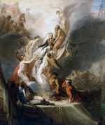 Scott Pierre Nicolas Legrand's Apotheosis of Nelson, c. 1805–18. Nelson ascends into immortality as the Battle of Trafalgar rages in the background.