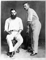Photograph of cricketers W. G. Grace and Harry Jupp in 1874.